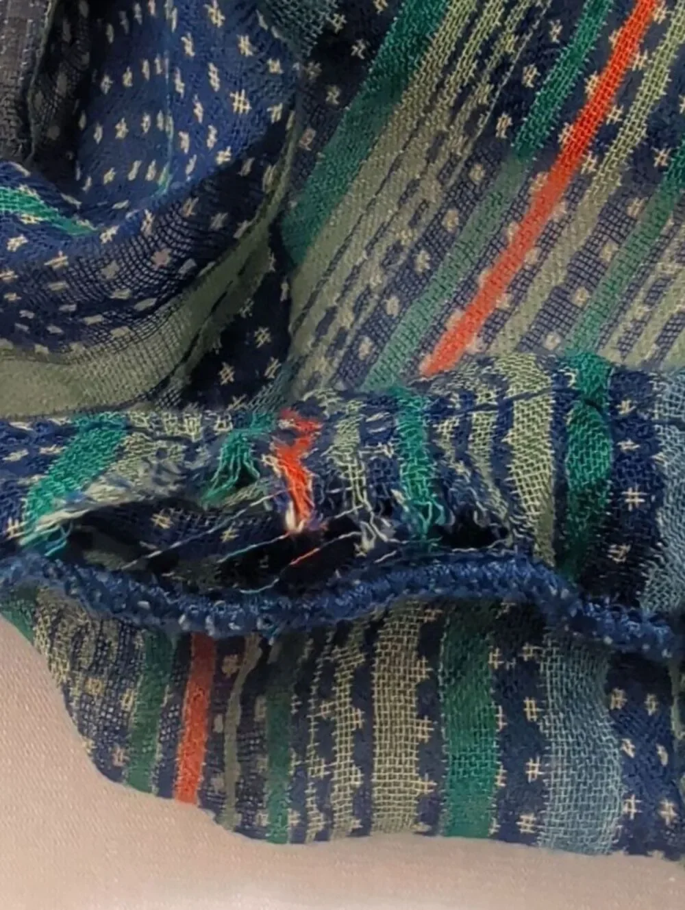 Free People ONE One Summer Lace Crochet Peasant Blouse Blue Green XS